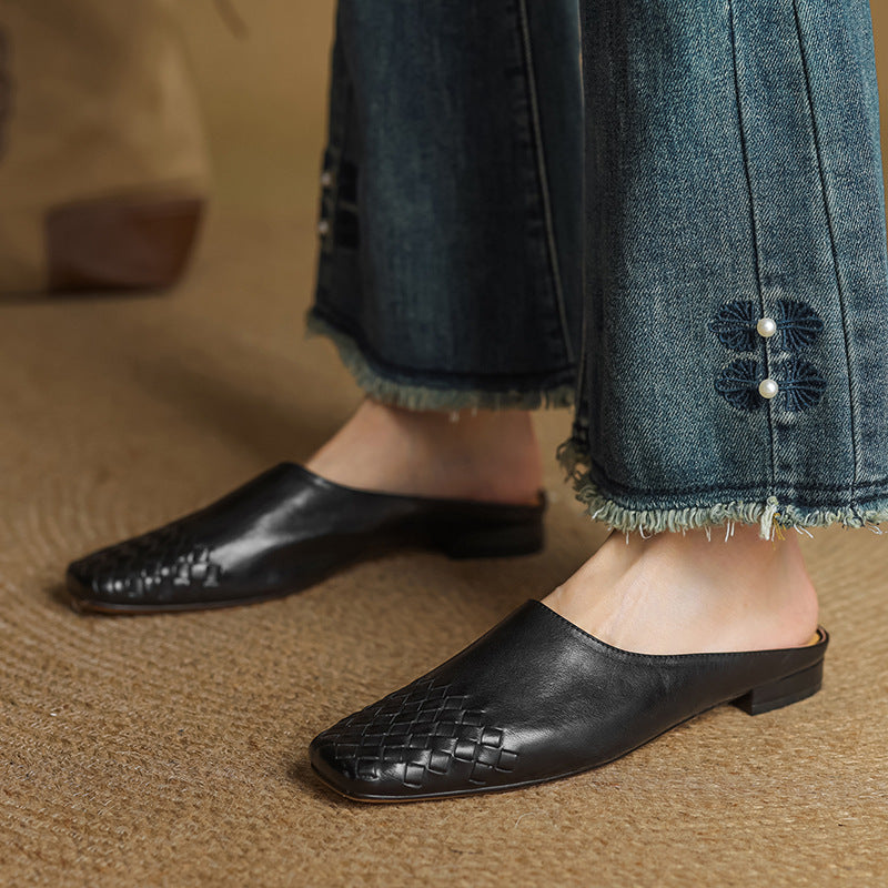 Georgia | Woven Leather Mules for Women