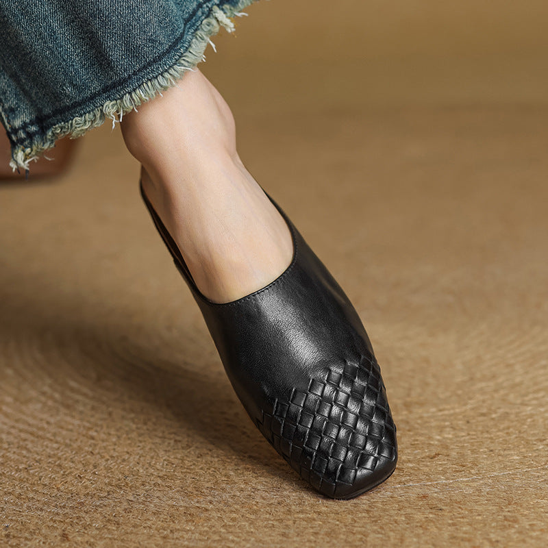 Georgia | Woven Leather Mules for Women