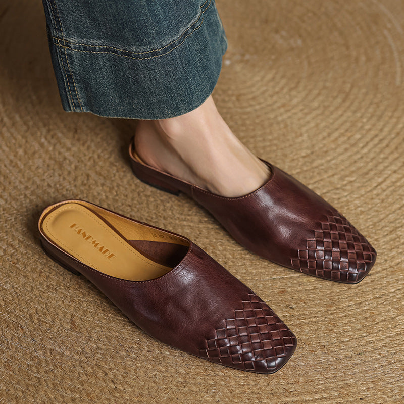 Georgia | Woven Leather Mules for Women