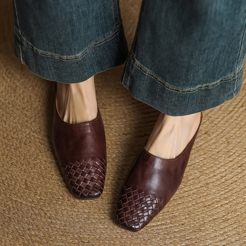 Georgia | Woven Leather Mules for Women