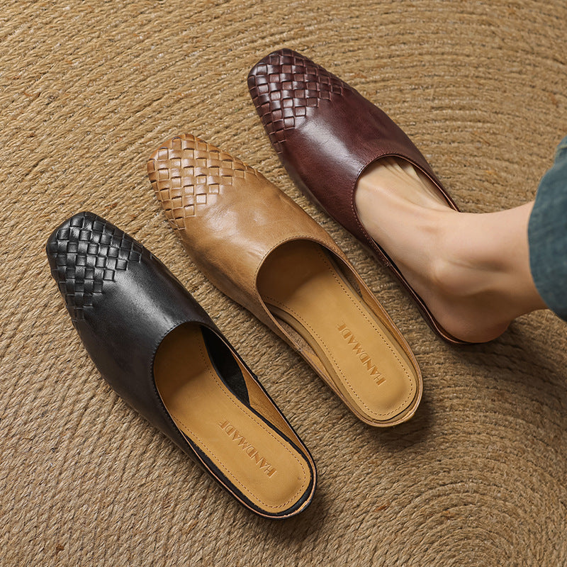 Georgia | Woven Leather Mules for Women