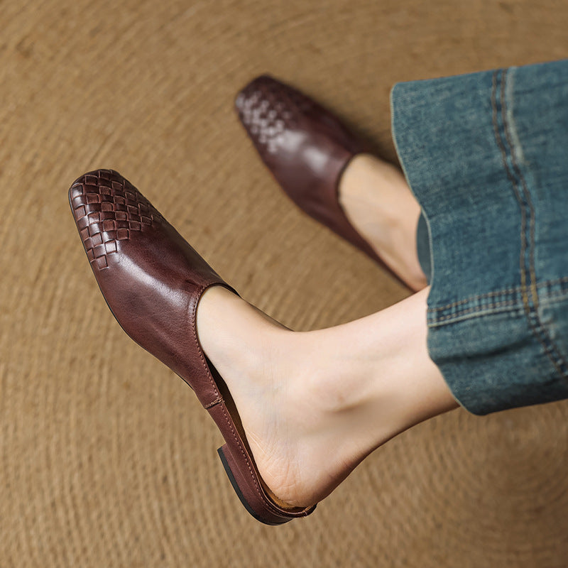 Georgia | Woven Leather Mules for Women