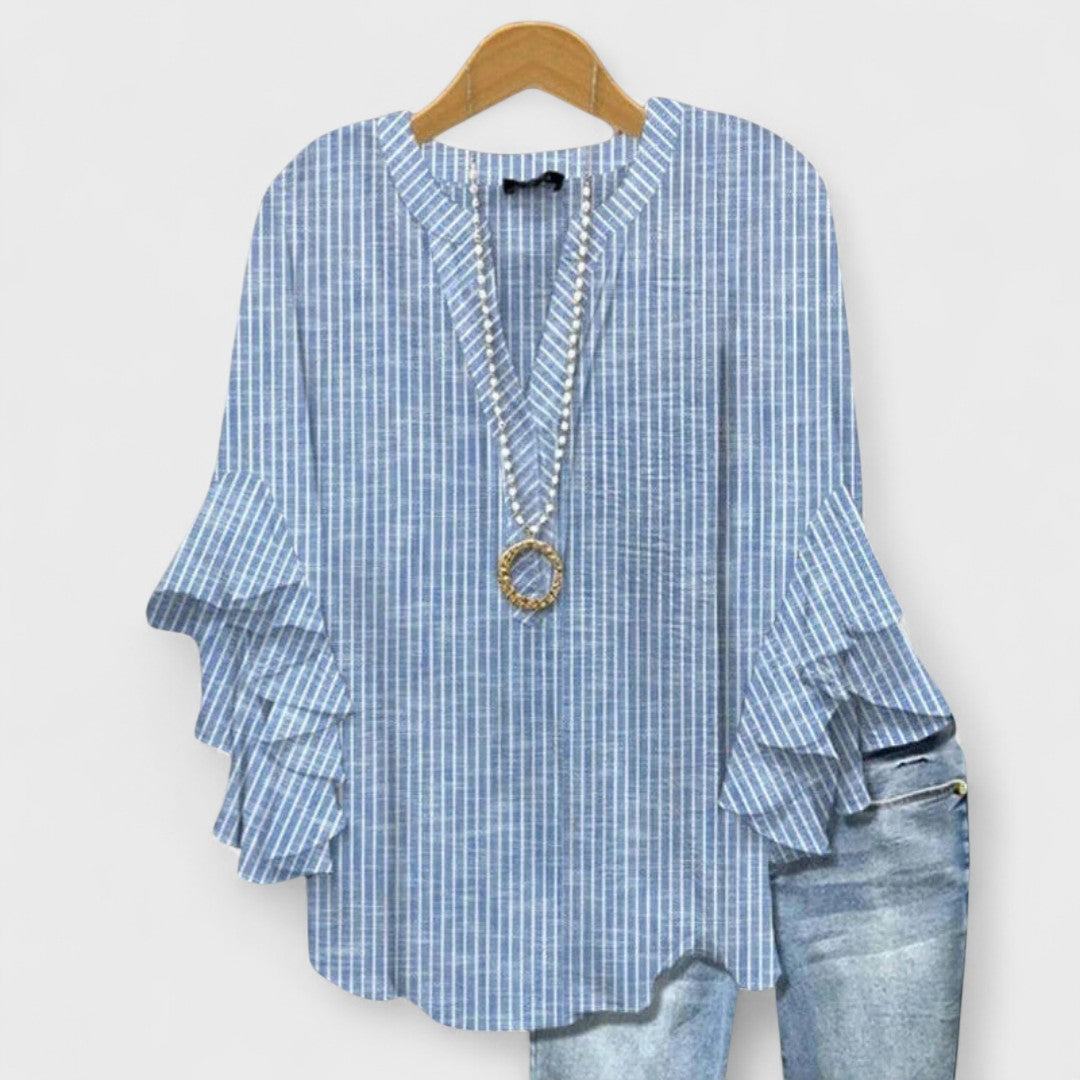 Janessa | Floral Ruffle Lightweight Blouse for Women