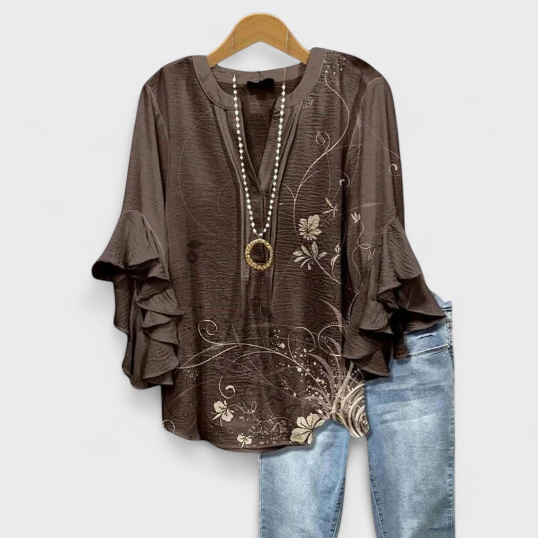 Janessa | Floral Ruffle Lightweight Blouse for Women