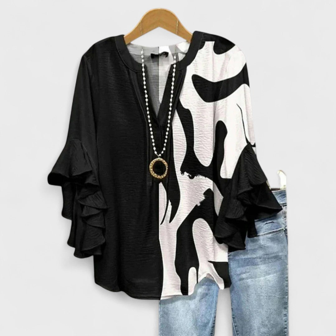 Janessa | Floral Ruffle Lightweight Blouse for Women