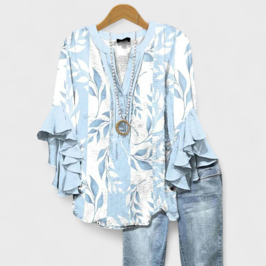 Janessa | Floral Ruffle Lightweight Blouse for Women