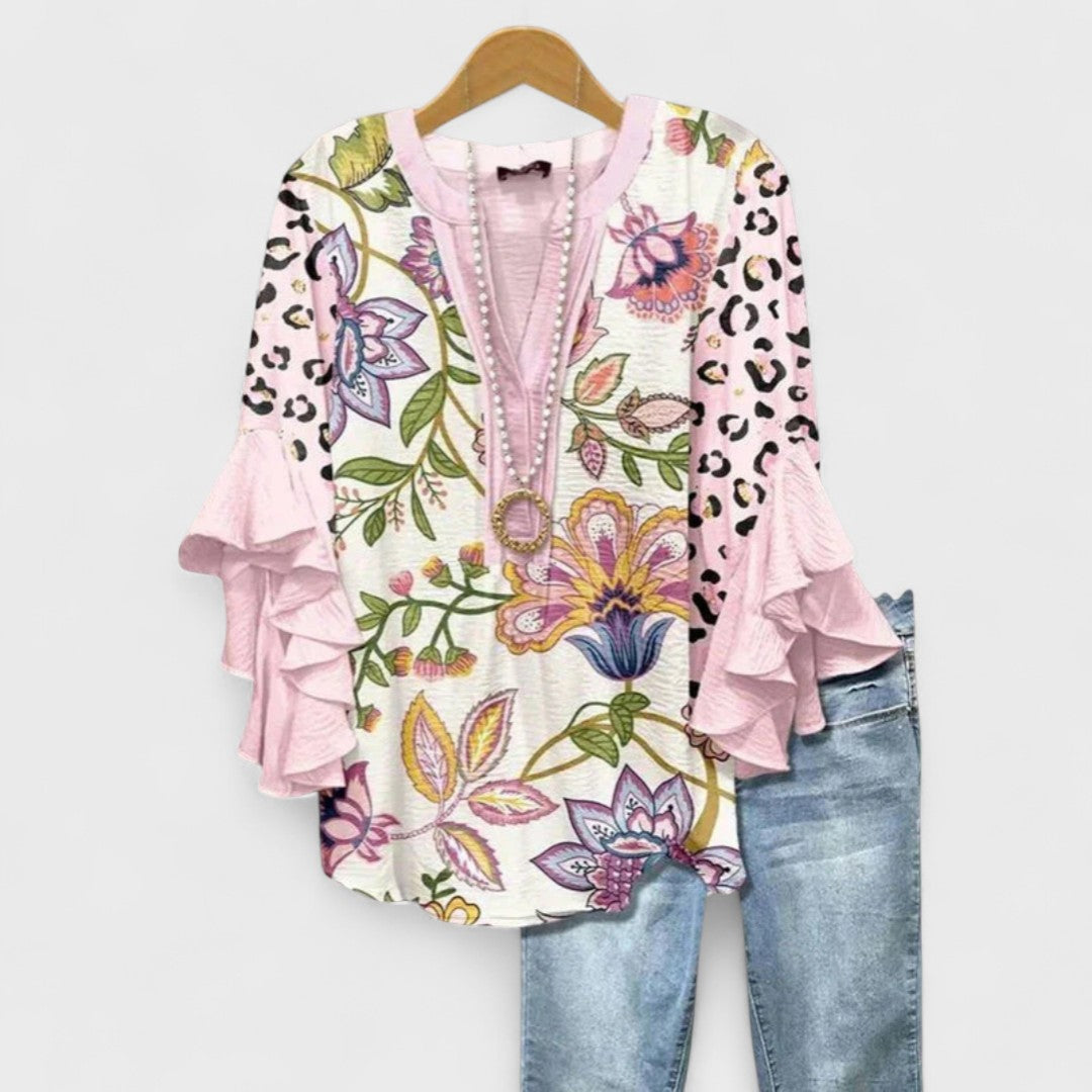Janessa | Floral Ruffle Lightweight Blouse for Women
