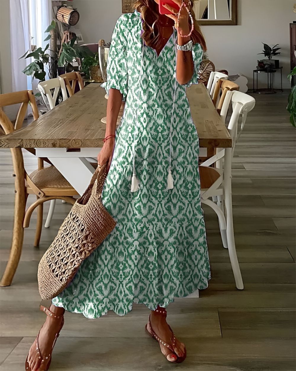 Lea | Ikat Print Maxi Dress for Women