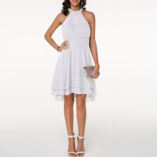 Luana | Ruffle A-Line Dress with Halter Neck for Women