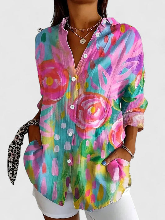 Fjola | Button-Down Floral Shirt for Women