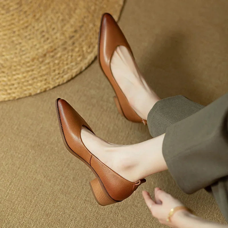 Harriet | Women's Block Heel Pumps Pointed Toe Slip On Work Shoes