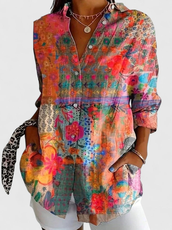 Fjola | Button-Down Floral Shirt for Women