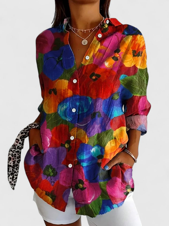 Fjola | Button-Down Floral Shirt for Women