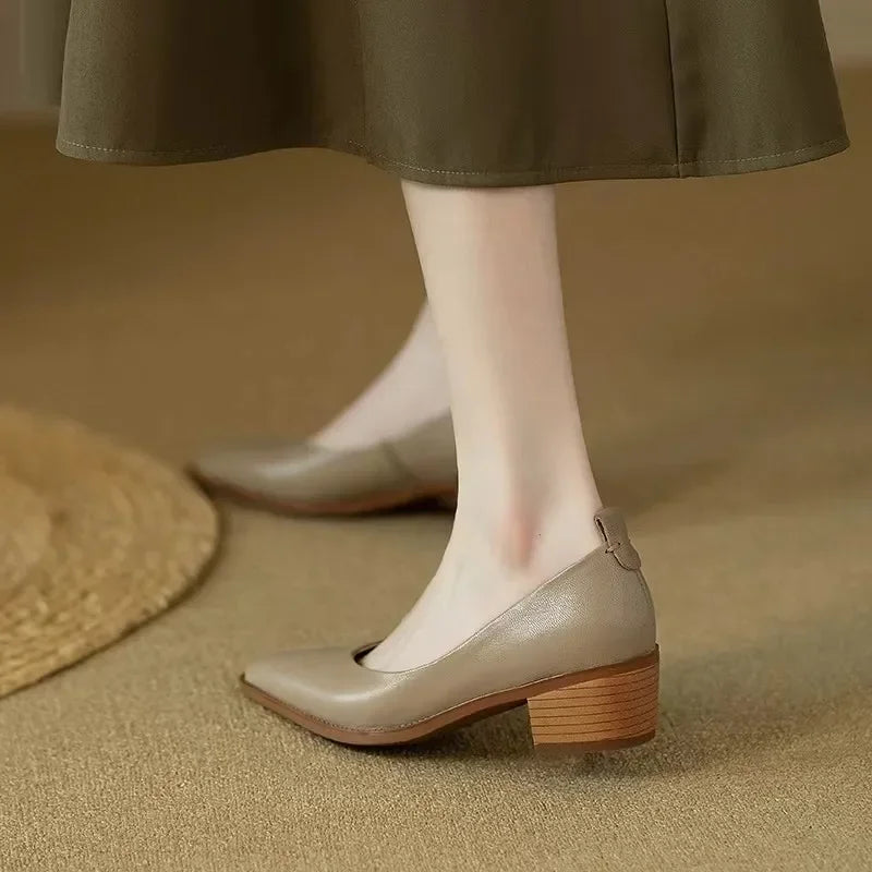 Harriet | Women's Block Heel Pumps Pointed Toe Slip On Work Shoes