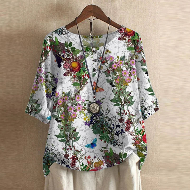 Sira | Floral Print Blouse with Oversized Fit for Women