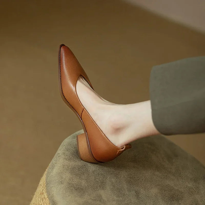Harriet | Women's Block Heel Pumps Pointed Toe Slip On Work Shoes
