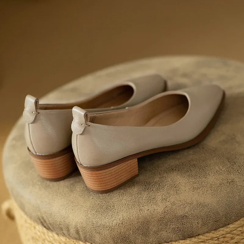 Harriet | Women's Block Heel Pumps Pointed Toe Slip On Work Shoes