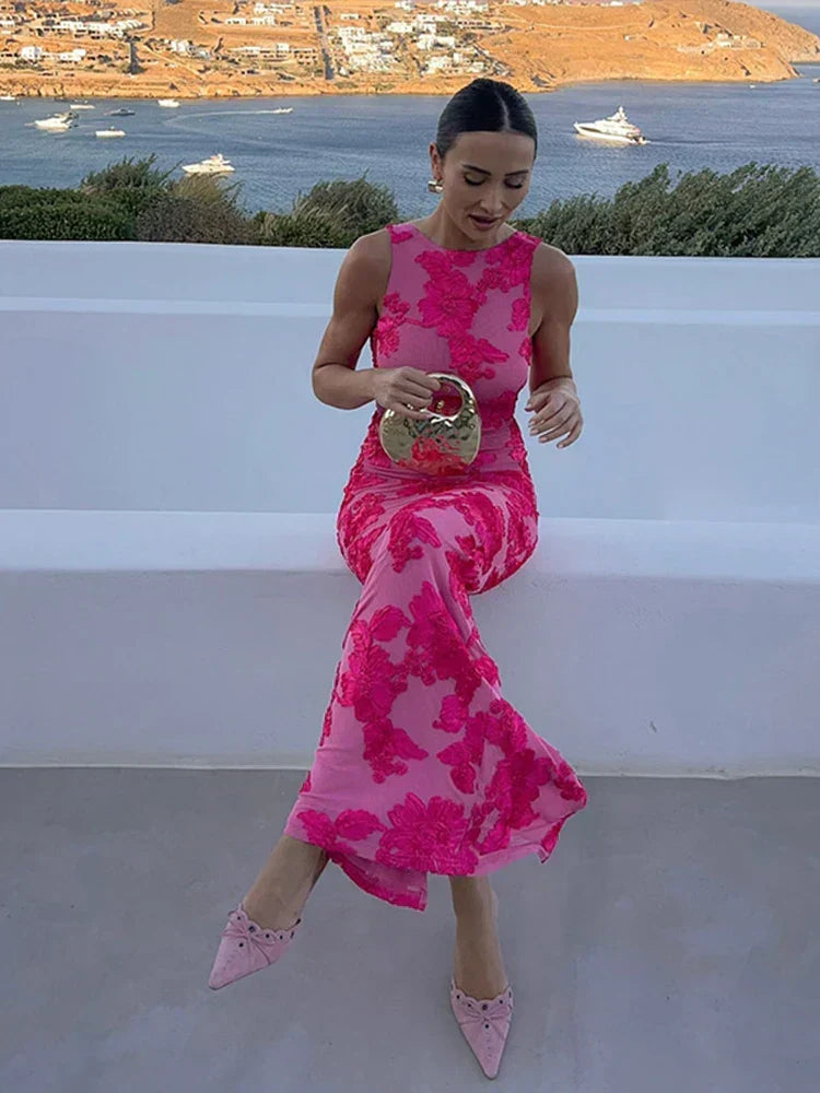 Lily | Floral Wedding Guest Sleeveless Maxi Dress for Women