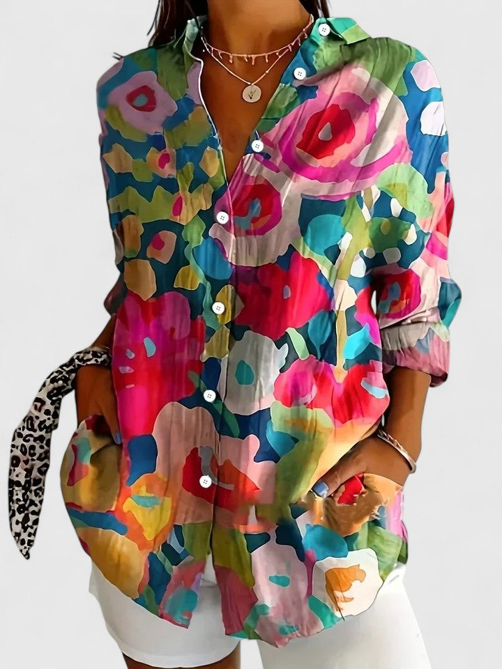 Fjola | Button-Down Floral Shirt for Women