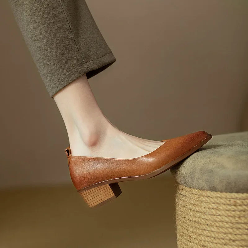 Harriet | Women's Block Heel Pumps Pointed Toe Slip On Work Shoes