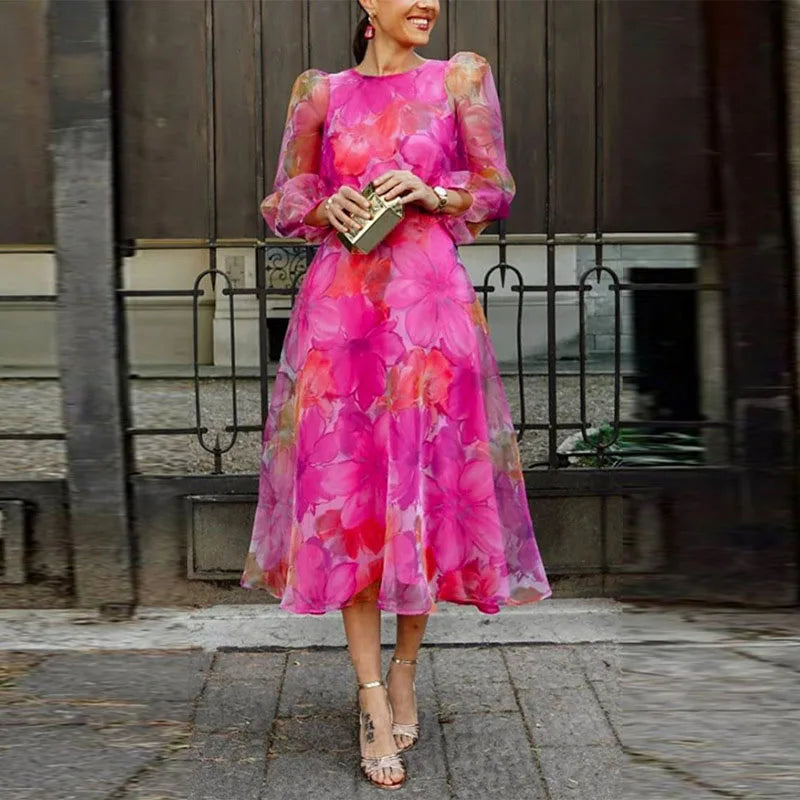 Rosalie | Floral Wedding Guest Midi Dress for Women