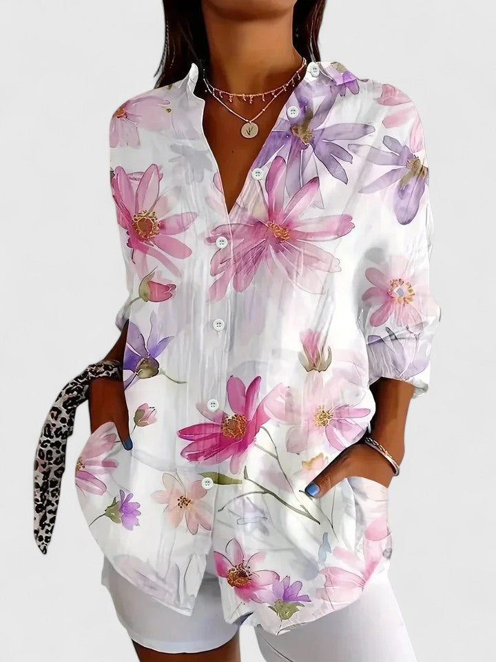 Fjola | Button-Down Floral Shirt for Women