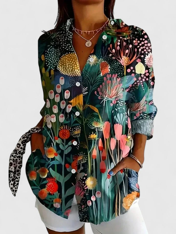 Fjola | Button-Down Floral Shirt for Women