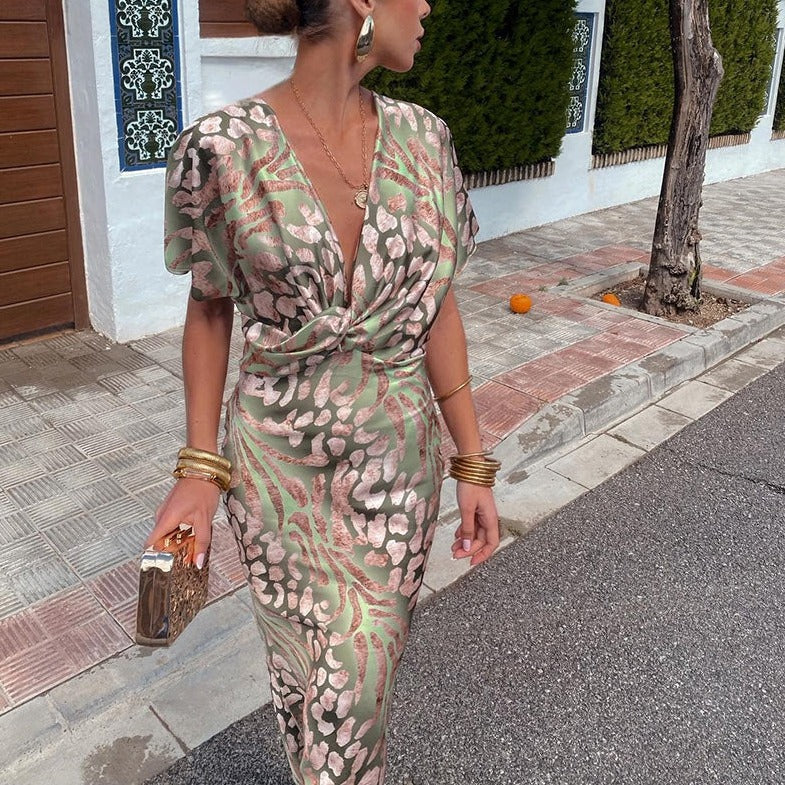 Waverly | Wedding Guest Wrap Maxi Dress with V-Neck for Women