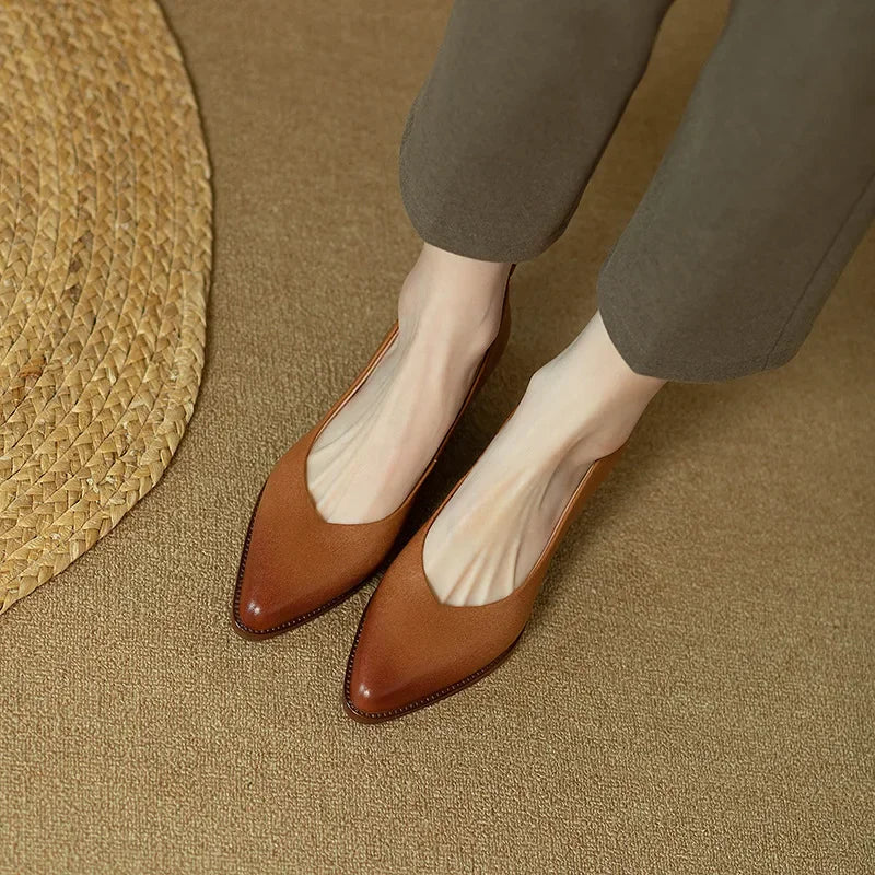 Harriet | Women's Block Heel Pumps Pointed Toe Slip On Work Shoes