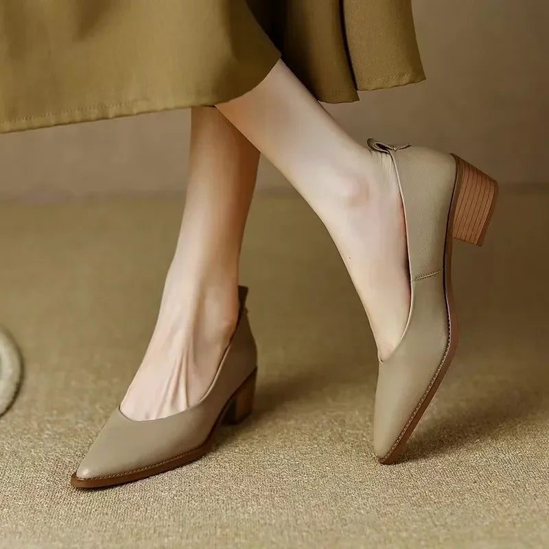 Harriet | Women's Block Heel Pumps Pointed Toe Slip On Work Shoes