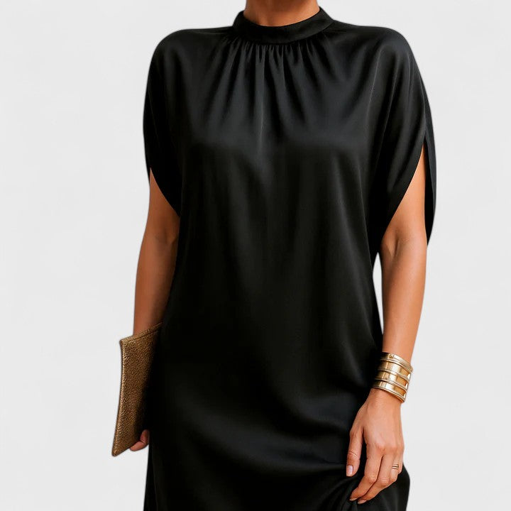 Aiyana | Mock Neck Short Sleeve Shift Dress for Women