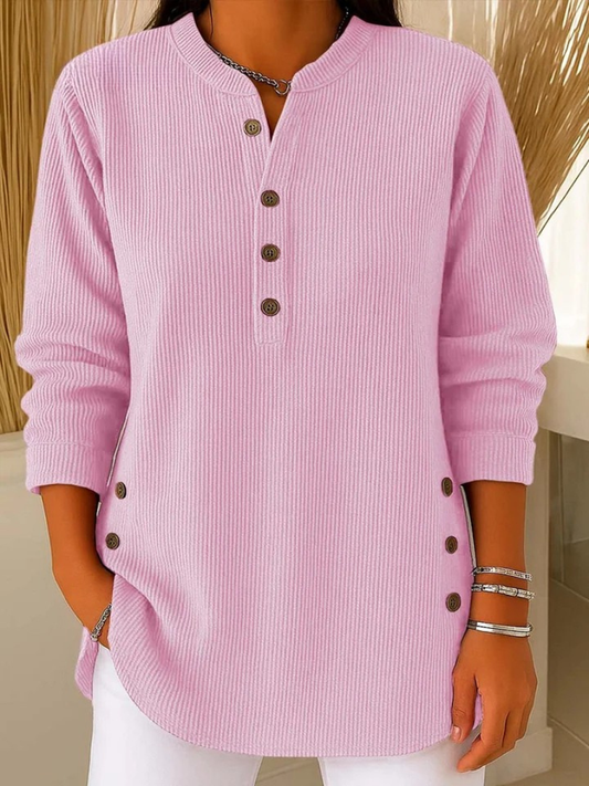 Willow | Ribbed Knit Henley Top with Long Sleeves for Women