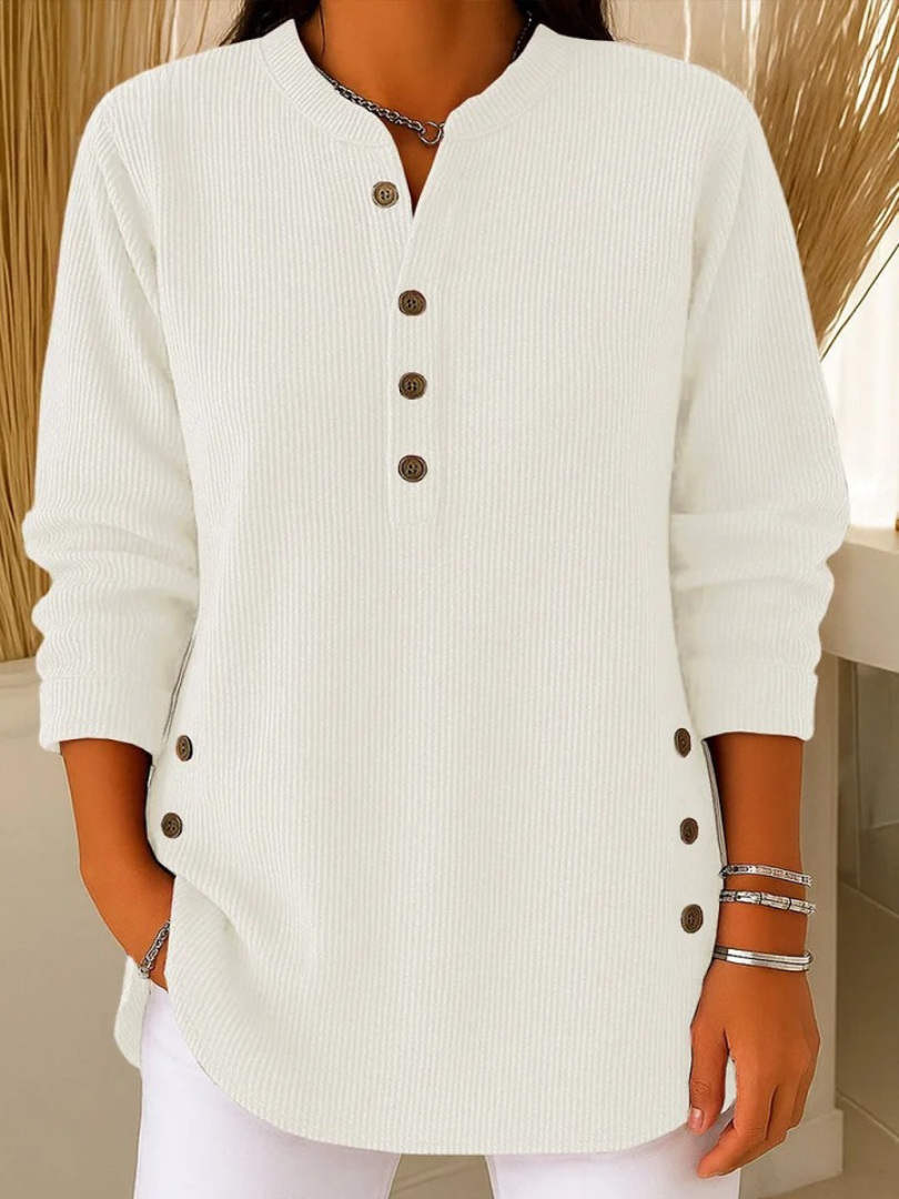 Willow | Ribbed Knit Henley Top with Long Sleeves for Women