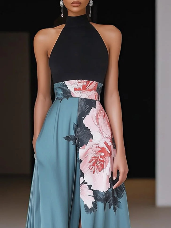 Julietta | Sleeveless Halter Maxi Dress with Slit for Women