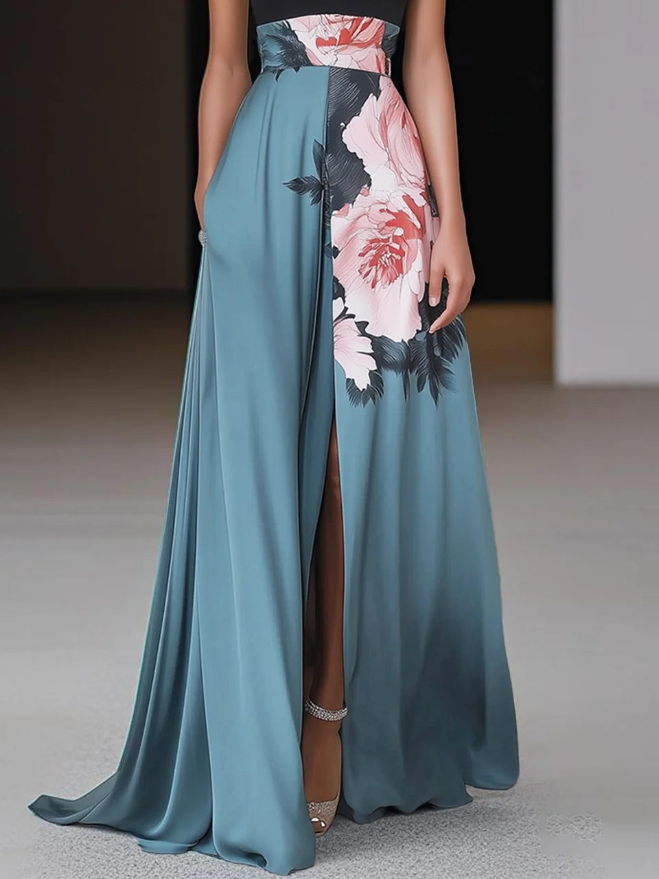 Julietta | Sleeveless Halter Maxi Dress with Slit for Women