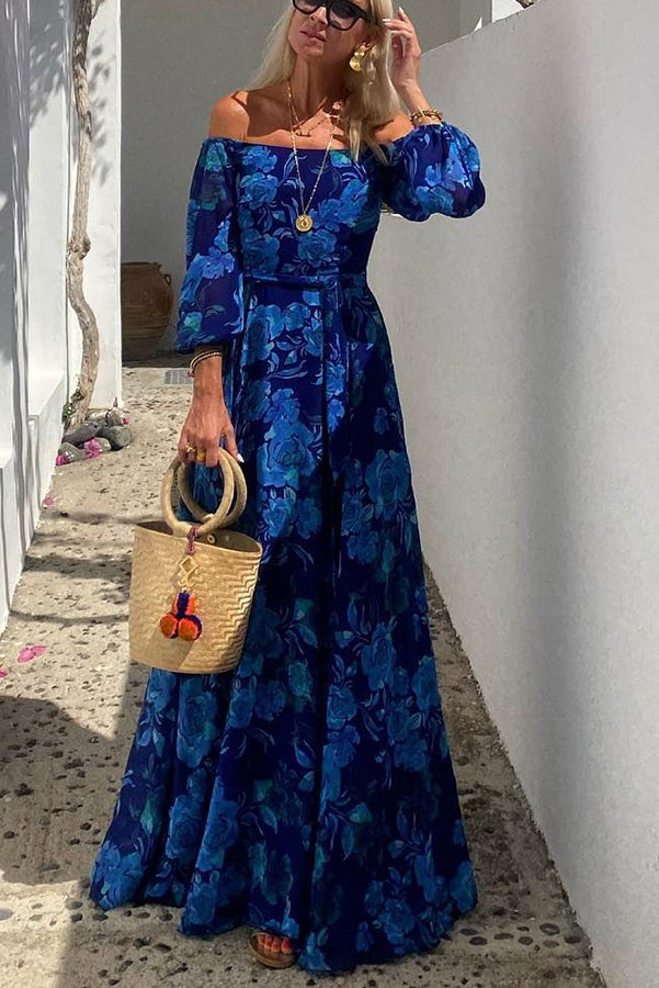 Cosette | Floral Wedding Guest Off-Shoulder Maxi Dress for Women
