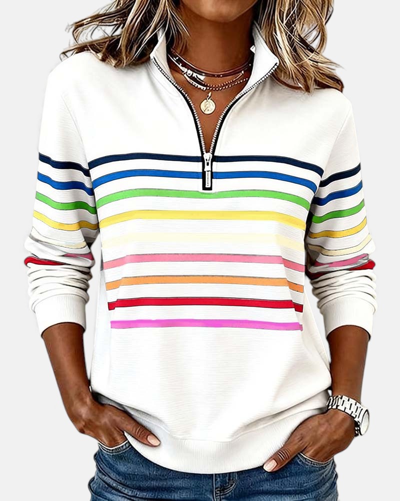 Iris | Striped Half-Zip Sweatshirt for Women