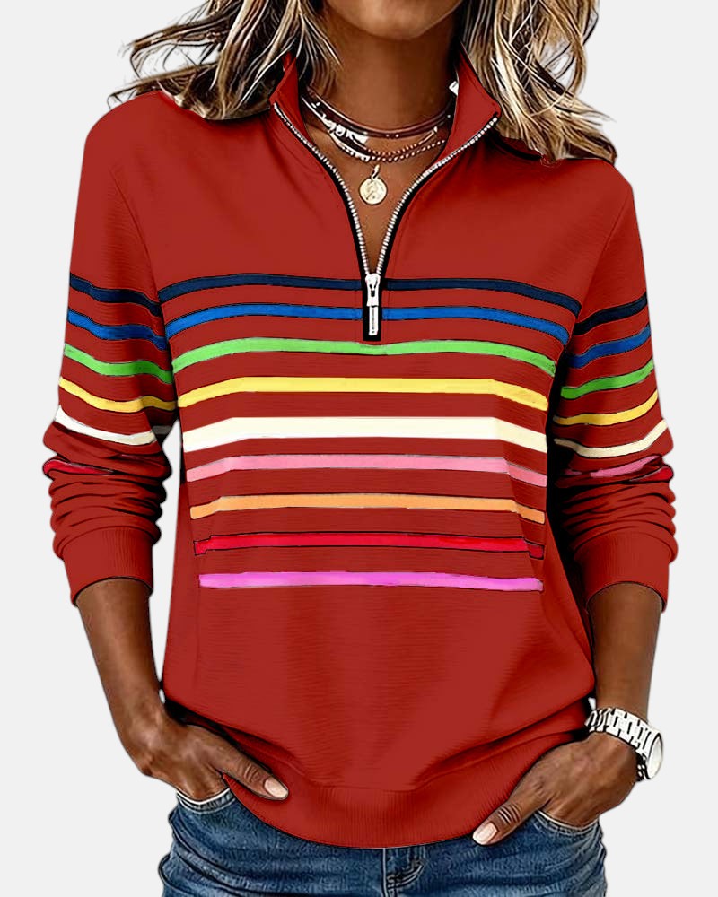Iris | Striped Half-Zip Sweatshirt for Women