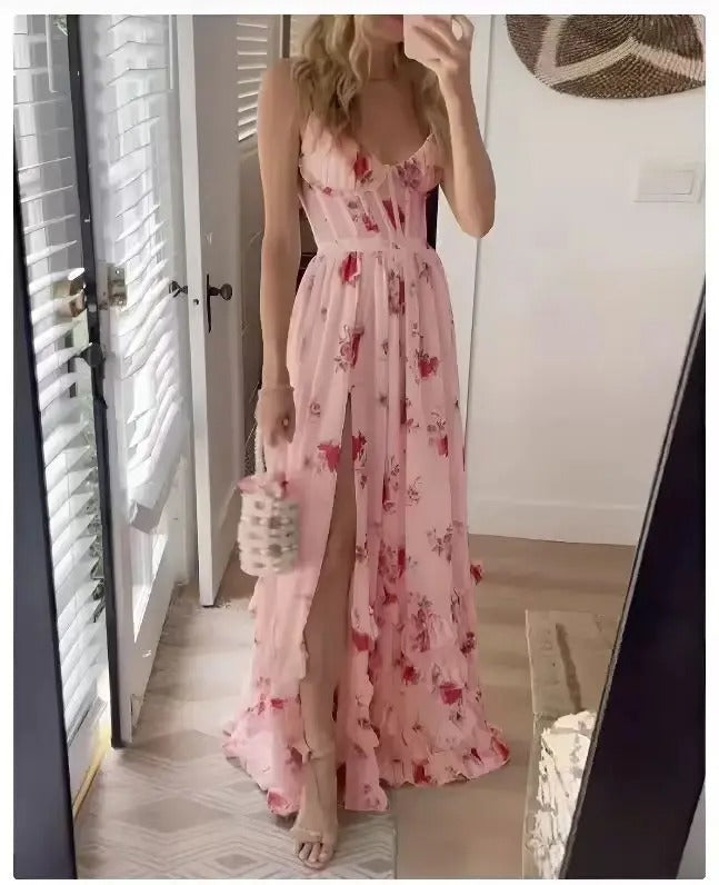 Gunnhild | Floral Wedding Guest A-Line Maxi Dress for Women