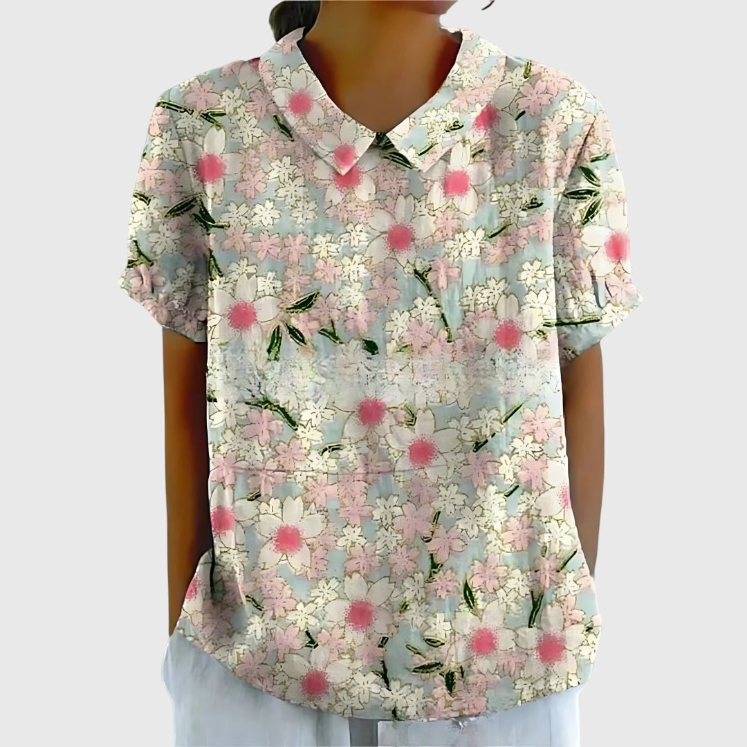 Jenna | V-Neck Short Sleeve Floral Blouse for Women