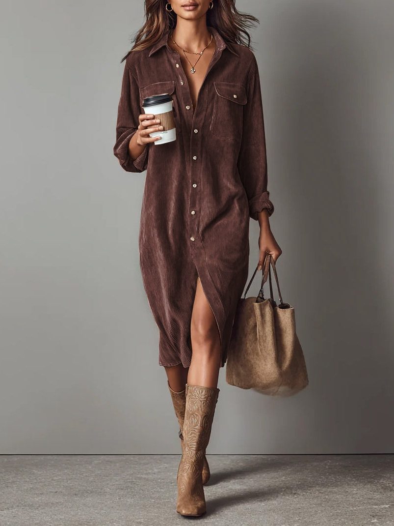 Albertine | Button-Down Midi Shirt Dress for Women
