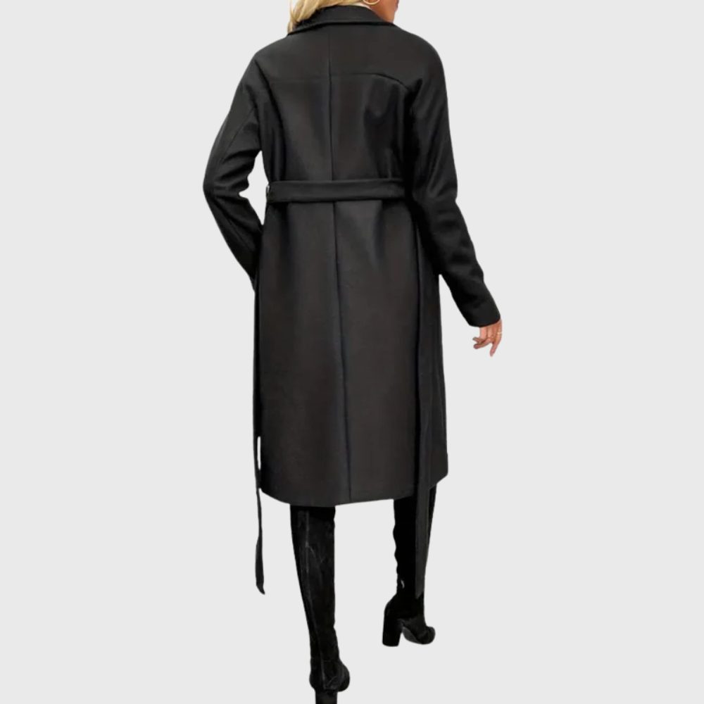 Alice | Longline Trench Coat with Double-Breasted Front and Belt for Women