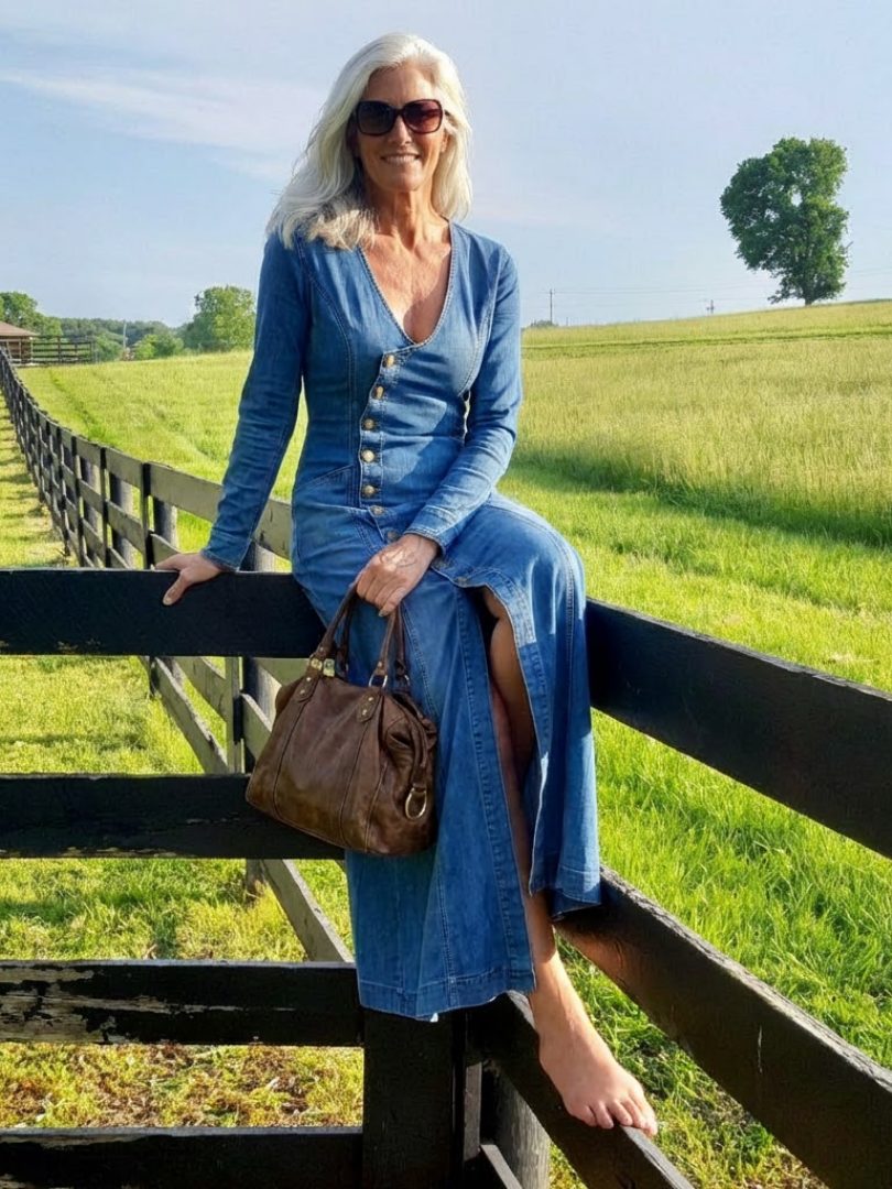 Alira | Denim Maxi Dress with Button-Front for Women