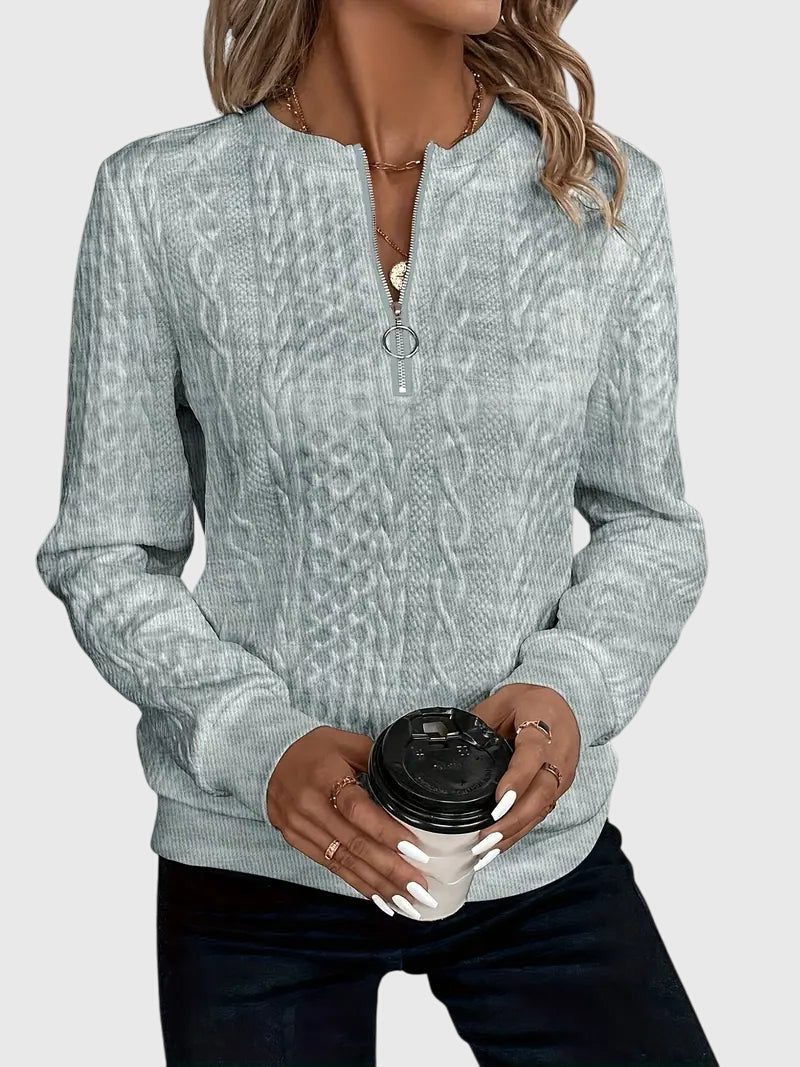 Ambretta | Cable Knit Zip-Up Sweater for Women