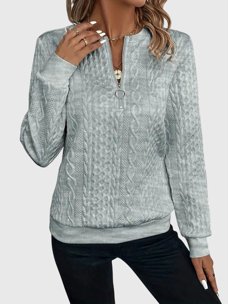 Ambretta | Cable Knit Zip-Up Sweater for Women