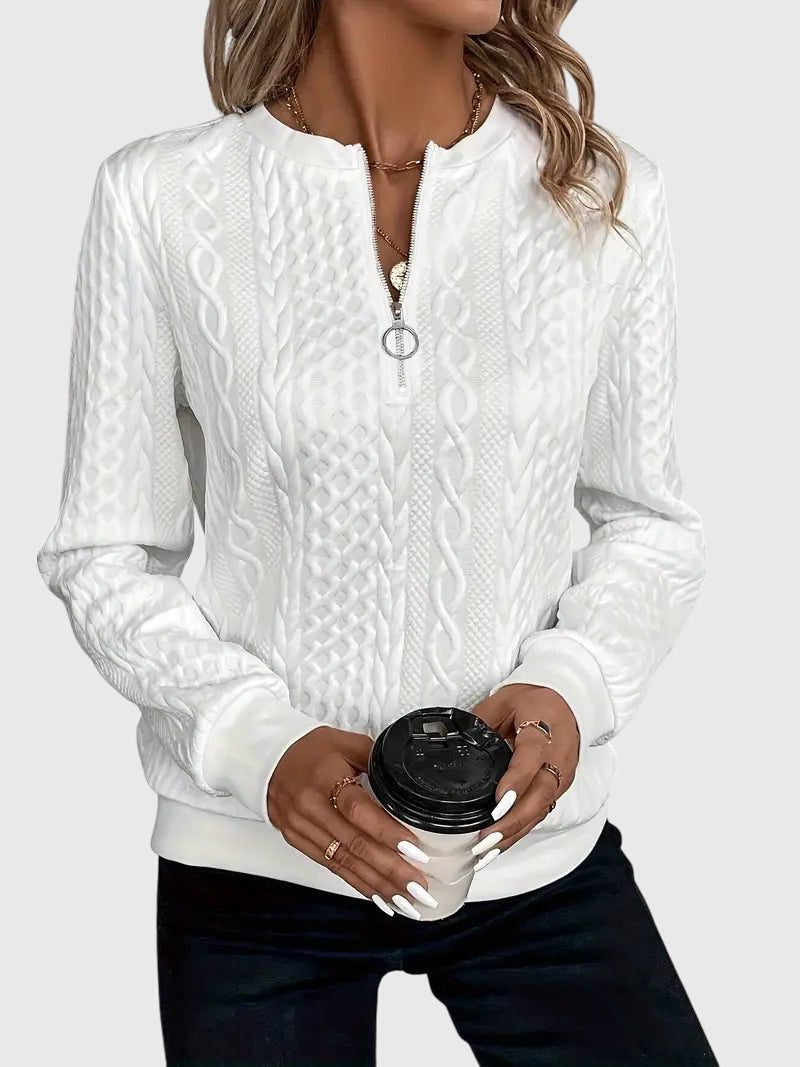 Ambretta | Cable Knit Zip-Up Sweater for Women