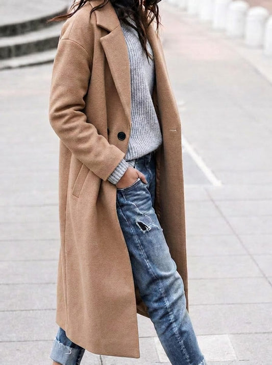 Angelika | Oversized Button-Up Winter Coat with Lapel for Women