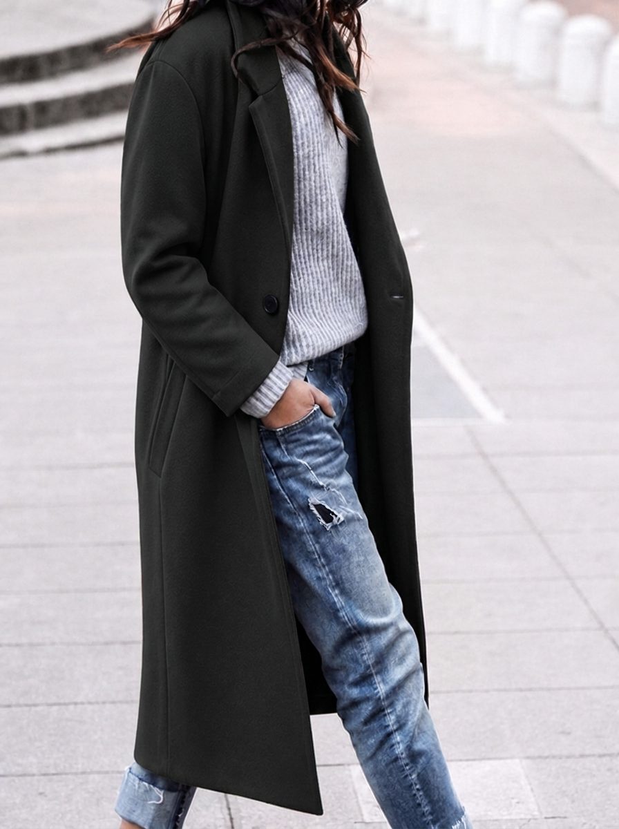 Angelika | Oversized Button-Up Winter Coat with Lapel for Women