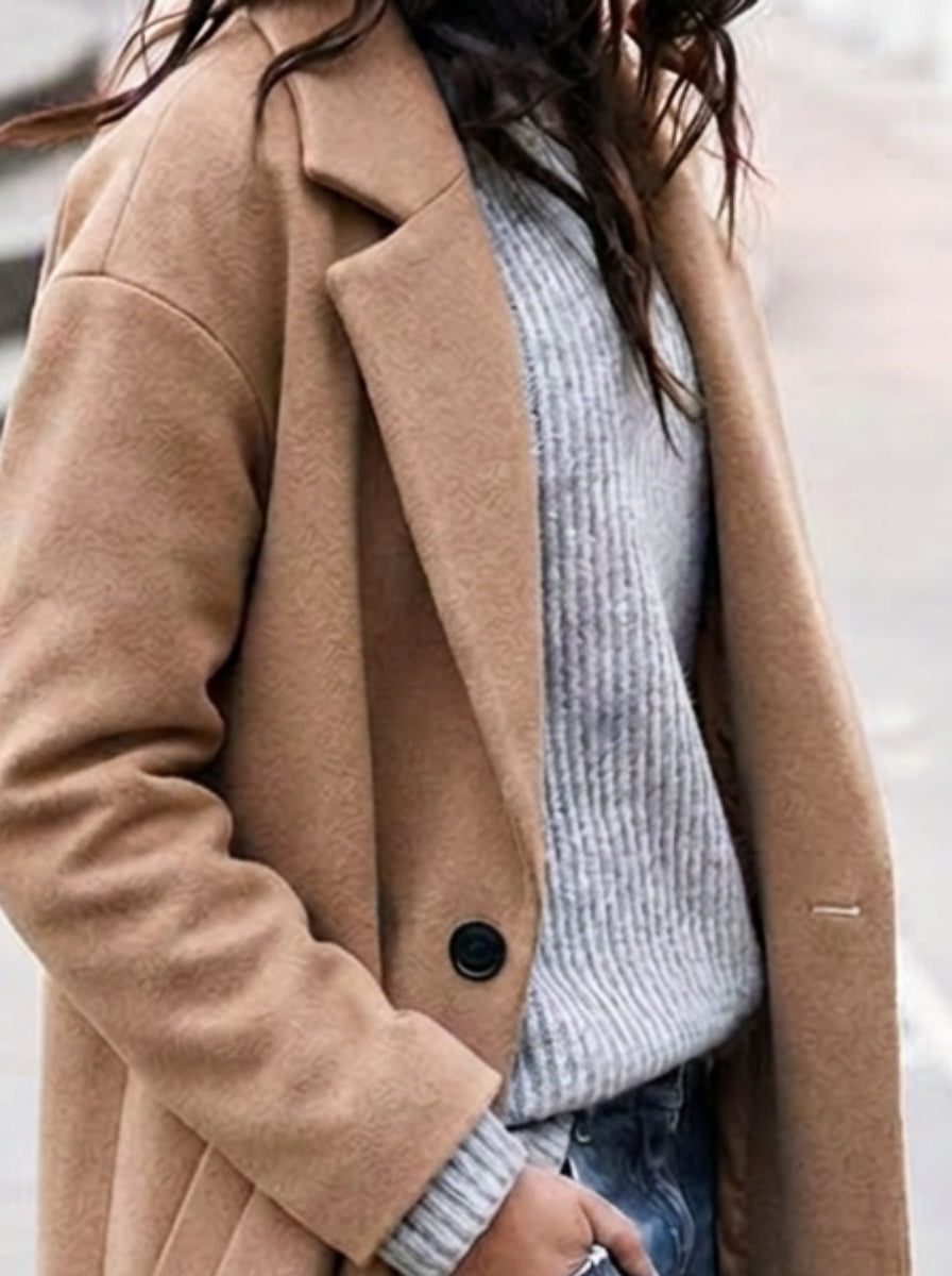 Angelika | Oversized Button-Up Winter Coat with Lapel for Women
