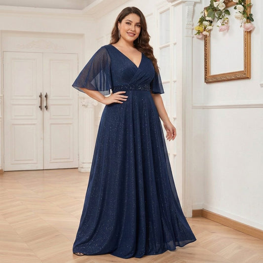 Annalise | Maxi Dress with V-Neck and Short Sleeves for Women